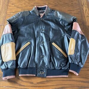 RARE Bachrach Multicolor Leather Jacket Size Large
